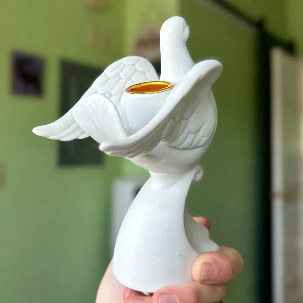Ceramic VTG Dove Charming Candlestick Holder Home Accent